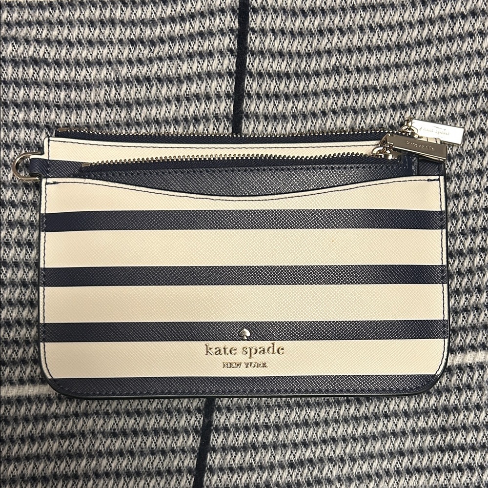Kate Spade Navy and Cream Striped Wristlet